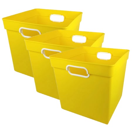 Romanoff Storage Bin, Plastic, Yellow, 10.5 in H, 11 in W, 11.5 in L, 3 PK 72503